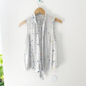 Cloth & Stone Anthropologie Paint Splattered Button Up Tank Size Small